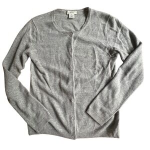 $420 Neiman Marcus 100% Cashmere Heather Gray Cardigan Women's MEDIUM Sweater